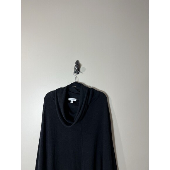 White + Warren Women Black Cashmere Cowl Neck Poncho Dolman Style Sweater M/L - Picture 4 of 11